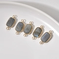 Detail of faceted rectangular labradorite stone connectors with gold plated edges - Labradorite Connector