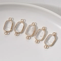 Five rectangular clear crystal stone connectors with gold-plated trim for DIY jewelry - White Crystal Connector