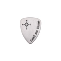 Brushed silver titanium guitar pick with Compass and Lead me Home engraving - Lead Me Home Style (AL185)