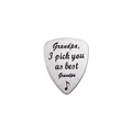 Brushed silver stainless steel guitar pick engraved with Grandpa sentimental message - Best Grandpa Style (AL189)