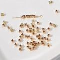 Primer plano de cuentas espaciadoras bañadas en oro KC con circonita roja para joyas - Rojo Chino (6# 3x3mm)