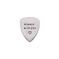 Brushed titanium steel guitar pick pendant engraved with Always with you and heart - Always With You Style (AL192)