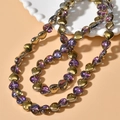 Colorful heart crystal beads for DIY necklaces with gold and purple glass charms - Half Copper Purple Heart
