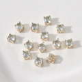 Mini cuentas espaciadoras de cobre chapado en oro con circón azul para bisutería DIY - Azul Claro (15# 4x4mm)