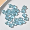 Macro view of sky blue heart glass beads with gold foil inclusions for DIY jewelry - 1 Piece / Sky Blue Gold Sand