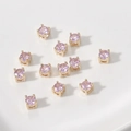 Roze zirkonia kralen met vergulde vierklauw basis voor DIY sieraden maken van goud - Lichtroze (12# 4x4mm)