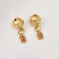 Pair of gold matte bells with lucky red Chinese characters for DIY jewelry - Large Bell (14#)