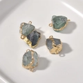 Naturkristall-Anhänger mit unregelmäßigen Formen und vergoldeten Kanten für DIY Schmuck - 2# Grüner Fluorit Doppelverbinder