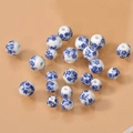 6/8mm Blue and White Porcelain Ceramic Beads with Floral Patterns for DIY Jewelry Making - 14# Blue and White Round Bead / 6mm (1 Piece)