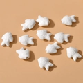 Macro shot of white ceramic fish beads with glossy glaze and detailed scale textures - Fish Style (9#) / 1 Piece / White