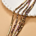 Rainbow plated hematite square spacer beads for DIY jewelry bracelets and necklaces - Pink Gold