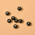 Detalle de cuentas DIY negras redondas con motivos de huellas doradas y acabado brillante - Huella (19#) / 1 Pieza / Negro