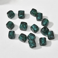 Macro view of translucent dark green cube beads with gold foil textures for DIY jewelry - Peacock Blue Cube