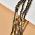 Rainbow hematite square spacer beads for DIY jewelry making with metallic iridescent coating - Pink Green
