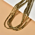 Golden square hematite beads strands for DIY jewelry making on soft peach background - Dark Gold