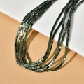 Detailed close-up of dark green hematite square beads with metallic rainbow luster - 3# Green
