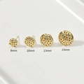 Detail of 14K gold plated honeycomb ear studs in sizes 8mm, 10mm, 13mm and 15mm - 8mm No Loop Earring Post (Gold Color) / Gold