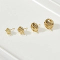 14K gold plated lotus pod ear studs with loop in four sizes for DIY jewelry making - 8mm With Loop Earring Post (Gold Color) / Gold