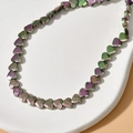 Faceted 6mm heart-shaped hematite beads with iridescent metallic rainbow finish for jewelry - 1# Pink Green Faceted Heart (Approx. 70 Pcs/Strand)