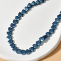 Macro shot of 6mm faceted heart-shaped hematite beads with iridescent blue metallic finish - 4# Blue Faceted Heart (Approx. 70 Pcs/Strand)