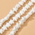 Polished white star-shaped ceramic beads for DIY jewelry and handicraft making - White