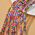 Brins de perles carrées irisées arc-en-ciel pour colliers DIY et bracelets faits main - Forme de Tube Rond (7#) / 3.5*3.5mm (1 Brin environ 130 perles) / Coloré