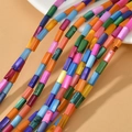 Perles cylindriques en nacre arc-en-ciel pour bijoux avec finition brillante et couleurs - Tube Long (9#) / 4*8mm (1 Brin environ 45 perles) / Coloré
