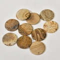 Flat round natural picture jasper stone pendants with pre-drilled holes for jewelry making - Picture Jasper