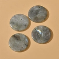 Set of four 30mm round labradorite stone connectors with dual holes for DIY jewelry - Gray Labradorite