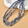 Detailed macro view of 4x4mm blue and white sodalite stone cylindrical tube beads - Cylindrical Style (3#) / 4*4mm (Approx. 95 Beads/Strand) / Dalmatian Jasper