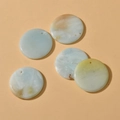 30mm natural stone round pendants in light blue and white for DIY jewelry making - Amazonite