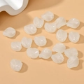 Macro shot of irregular milky white glass leaf beads for DIY jewelry making and crafts - 1 Piece Pack / White Jade