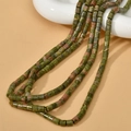 Détail macro de perles cylindriques en unakite naturelle pour bijoux DIY - Style Cylindrique (7#) / 4*4mm (Env. 95 Perles/Fil) / Unakite