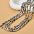 Perles de pierre naturelle cylindriques à points noirs et blancs pour bijoux DIY - Style Cylindrique (10#) / 4*4mm (Env. 95 Perles/Fil) / Pierre de Sésame Blanche