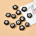 Perline a forma di fiore bianche e nere per creazione gioielli fai da te su fondo arancio - 18# Perlina Millefiori Nera