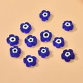 Dettaglio di undici perline in vetro a forma di fiore con malocchio blu per gioielli DIY - 15# Perlina Millefiori Blu Scuro