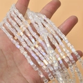 Rainbow aurora glass square tube beads for handmade jewelry making necklaces and bracelets - Aurora White Square 4mm
