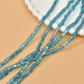 Light blue iridescent square glass tube beads for handmade jewelry making and DIY crafts - Aurora Peacock Blue Square 4mm