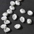 Macro detail of white baroque petal pearls with iridescent luster for DIY jewelry making - 17# Large Oval Petal Shape (1 Pc, Approx 12*16mm)
