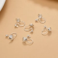 Detail of six silver screw-on earring converters for non-pierced ears diy accessories - Imitation Silver Bead Style