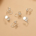 Silver mosquito coil clip-on earring converters for DIY jewelry making set of six pieces - Imitation Silver Flat Disk Style