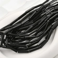 Perles cylindriques noires polies pour la fabrication de bijoux DIY et bracelets - 38 Pièces/Fil / 1L67 Noir