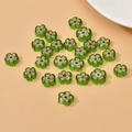 Perline a fiore in vetro millefiori verde e bianco per la creazione di gioielli DIY - 13# Perlina Millefiori Verde Erba