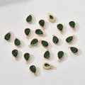 Detail of 14k gold plated teardrop pendants with green zircon for jewelry making - Emerald Teardrop