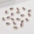Macro shot of 14k gold-plated pear-shaped purple zircon pendants for DIY jewelry - Light Purple Teardrop
