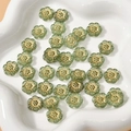 12mm green acrylic flower beads with gold gilding edges for DIY jewelry making - Gold Edged Plum Blossom (1#) / 10 Pieces Pack / Green