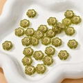 12mm olive green acrylic flower beads with gold edges for DIY jewelry making - Gold Edged Plum Blossom (3#) / 10 Pieces Pack / Olive Green