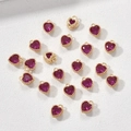 14k vergulde hartvormige hanger met rozerode geboortesteen voor DIY sieraden maken - Rozerood Zirkonia Hart