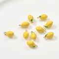 Set of 10 gold-plated lemon fruit charms with yellow enamel for DIY jewelry making - Lemon Style (13x6.5mm)