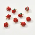 Gold-plated red apple pendants with green leaf for DIY necklace and bracelet jewelry - Apple Style (10x9mm)
